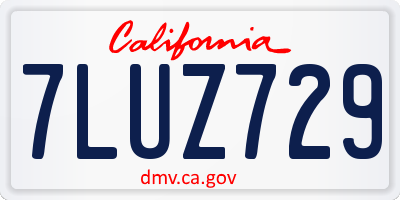 CA license plate 7LUZ729