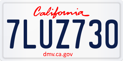 CA license plate 7LUZ730