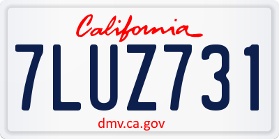 CA license plate 7LUZ731