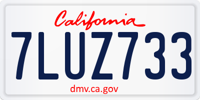 CA license plate 7LUZ733