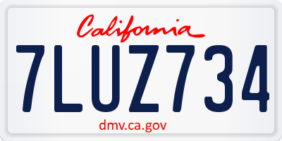 CA license plate 7LUZ734