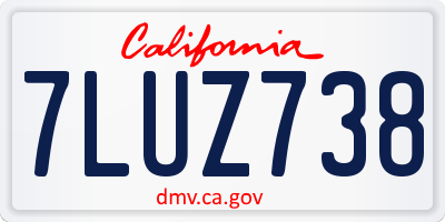 CA license plate 7LUZ738