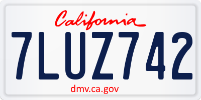 CA license plate 7LUZ742