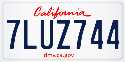 CA license plate 7LUZ744