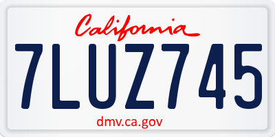 CA license plate 7LUZ745