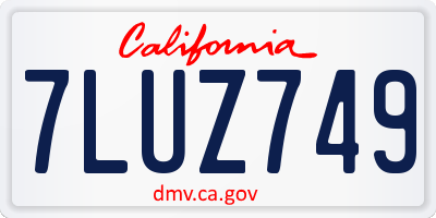 CA license plate 7LUZ749