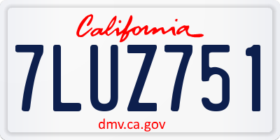 CA license plate 7LUZ751