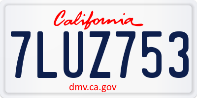 CA license plate 7LUZ753