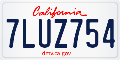 CA license plate 7LUZ754