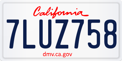 CA license plate 7LUZ758