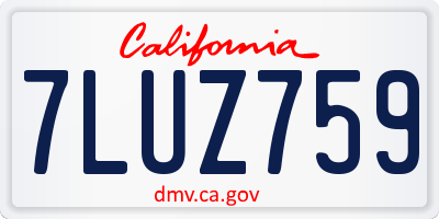 CA license plate 7LUZ759