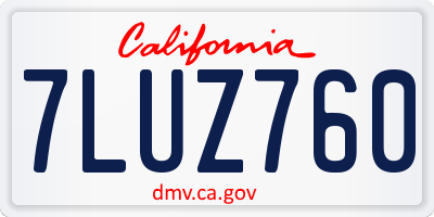 CA license plate 7LUZ760