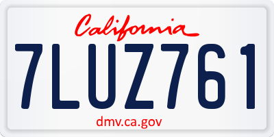 CA license plate 7LUZ761