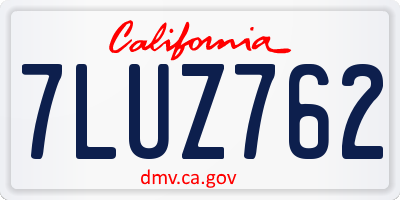 CA license plate 7LUZ762