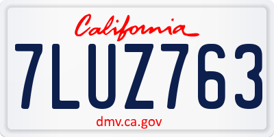 CA license plate 7LUZ763