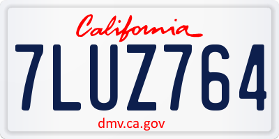 CA license plate 7LUZ764