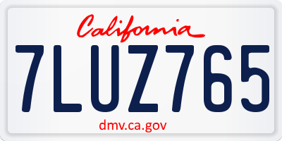 CA license plate 7LUZ765