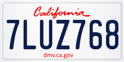 CA license plate 7LUZ768