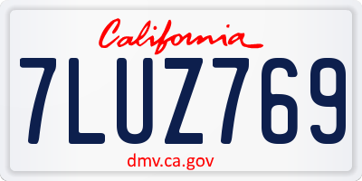 CA license plate 7LUZ769