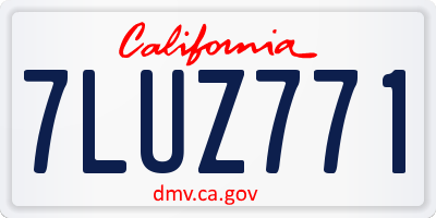 CA license plate 7LUZ771