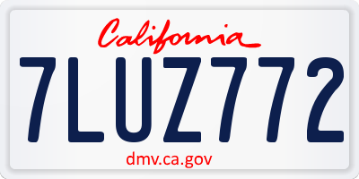CA license plate 7LUZ772
