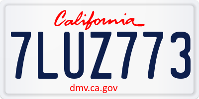 CA license plate 7LUZ773