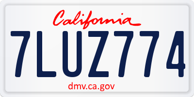 CA license plate 7LUZ774