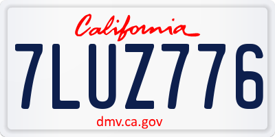 CA license plate 7LUZ776