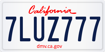 CA license plate 7LUZ777