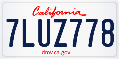 CA license plate 7LUZ778