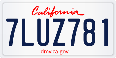 CA license plate 7LUZ781