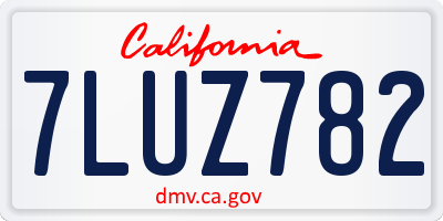 CA license plate 7LUZ782