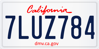 CA license plate 7LUZ784
