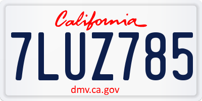 CA license plate 7LUZ785
