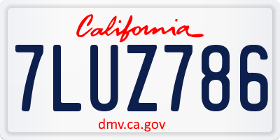 CA license plate 7LUZ786