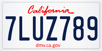 CA license plate 7LUZ789
