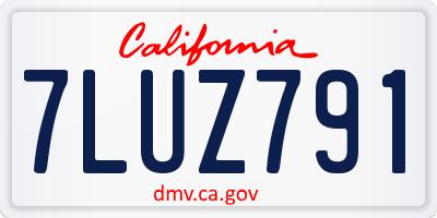CA license plate 7LUZ791