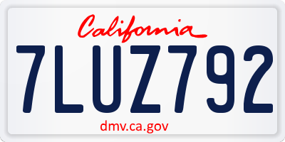 CA license plate 7LUZ792