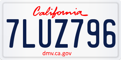 CA license plate 7LUZ796