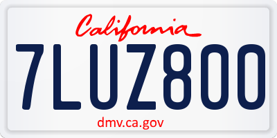 CA license plate 7LUZ800
