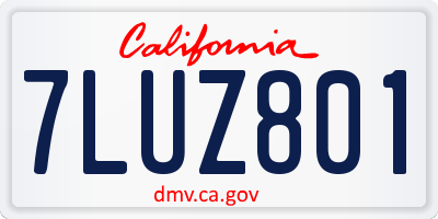 CA license plate 7LUZ801