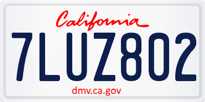 CA license plate 7LUZ802