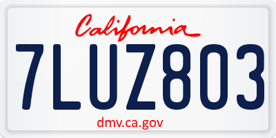 CA license plate 7LUZ803