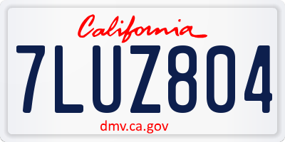 CA license plate 7LUZ804