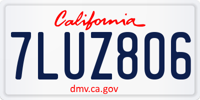 CA license plate 7LUZ806