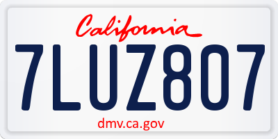 CA license plate 7LUZ807