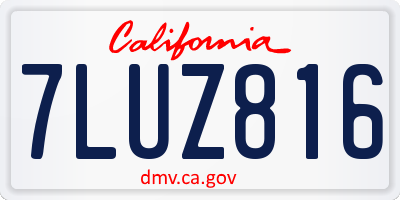 CA license plate 7LUZ816