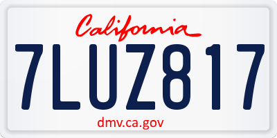 CA license plate 7LUZ817