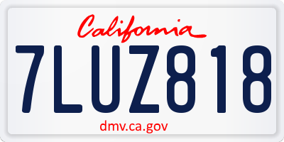 CA license plate 7LUZ818