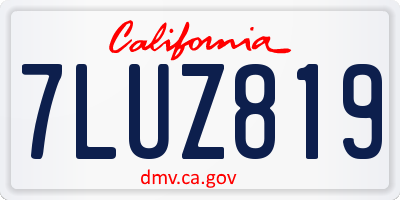 CA license plate 7LUZ819